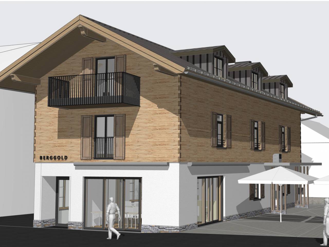 Berggold 3D Modell Hotel Löwen & Strauss