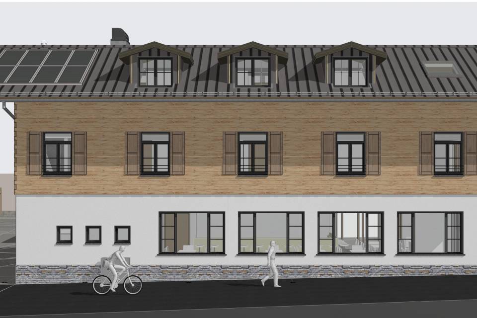 Seitenansicht Restaurant Berggold 3D Modell